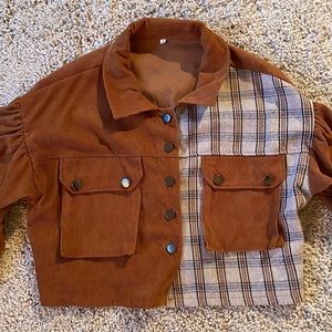 Corduroy Flannel Cropped Jacket